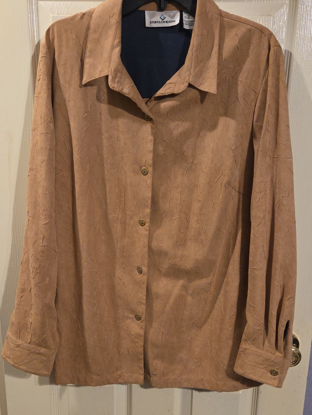 Vintage Erin London Tan Textured Button-front Blazer/Shirt